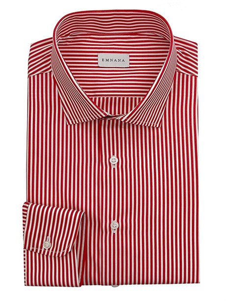 Kırmızı Beyaz Çizgili Regular Fit Gömlek