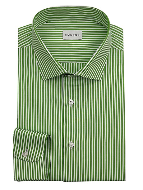 Yeşil Beyaz Çizgili Regular Fit Gömlek